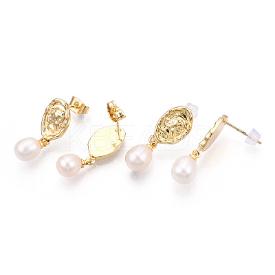 Natural Pearl Dangle Stud Earrings PEAR-N020-06M-1