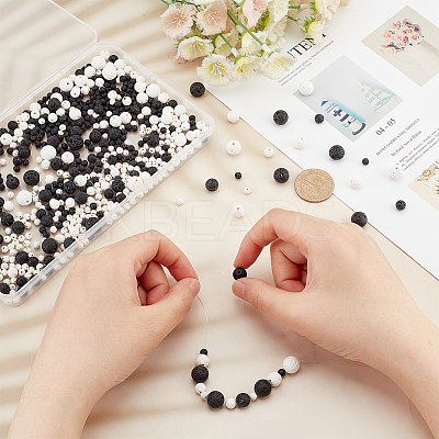 8 Styles Natural Lava Rock Round Beads G-OC0004-10-1