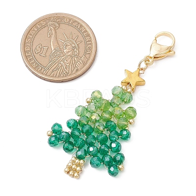 Handmade Glass Seed Beaded Christmas Tree Pendant Decoration HJEW-MZ00298-1