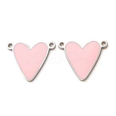 304 Stainless Steel with Pink Enamel Connector Charms SA-CBA061A-06P-1