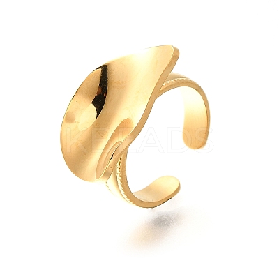Irregular Geometric 304 Stainless Steel Open Cuff Rings for Women RJEW-R012-02G-1