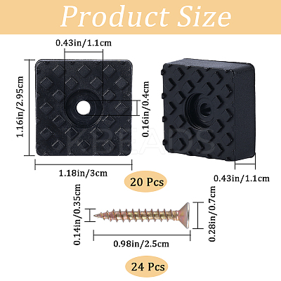 20Pcs Rubber & Stainless Steel Screw in Furniture Pads FIND-GF0005-77A-1