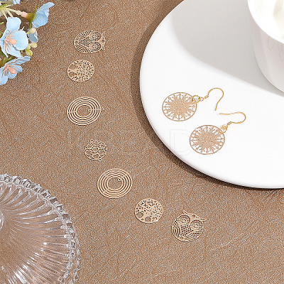 56Pcs 7 Styles Brass Connector Charms KKC-CA0001-07-1