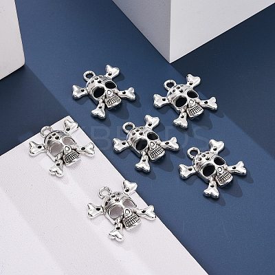 Alloy Crossbone Skull Pendant Rhinestone Settings EAA212Y-1