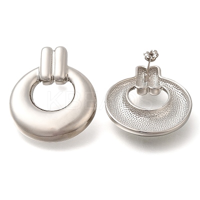 Rack Plating Ring Brass Stud Earrings EJEW-I310-05P-1
