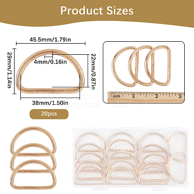 20Pcs Iron D Rings IFIN-SP0001-21B-LG-1