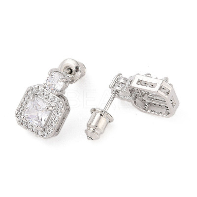Rack Plating Brass Micro Pave Cubic Zirconia Stud Earrings EJEW-I304-11P-08-1