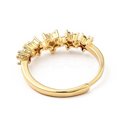 Clear Cubic Zirconia Flower Adjustable Ring RJEW-I087-08G-1