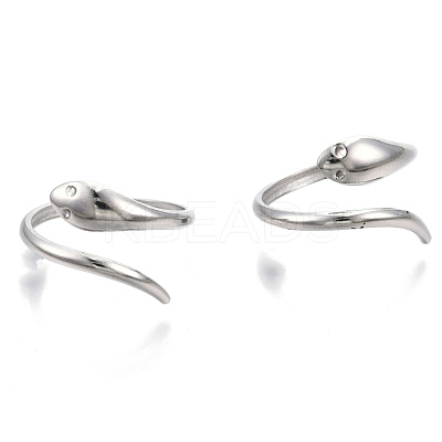 Non-Tarnish 304 Stainless Steel Snake Cuff Ring RJEW-N038-113P-1