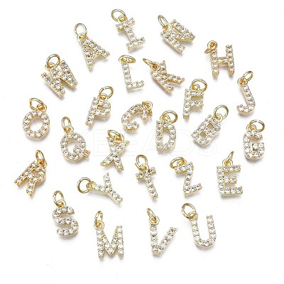 Brass Micro Pave Clear Cubic Zirconia Charms KK-N241-001-NR-1