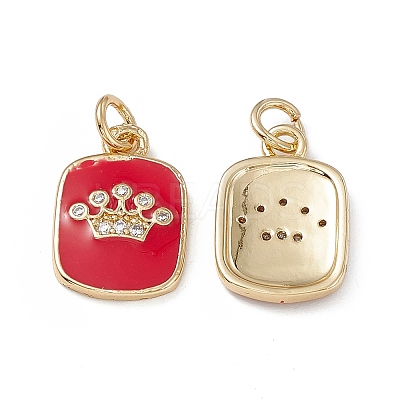 Brass Micro Pave Cubic Zirconia Enamel Pendants KK-E068-VB149-2-1
