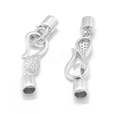 Rhodium Plated 925 Sterling Silver Fold Over Clasps STER-L055-069P-1