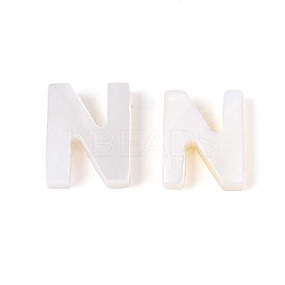 Natural Freshwater Shell Letter Charms BSHE-ZX007-02N-1