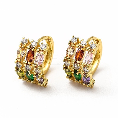 Rack Plating Brass Micro Pave Cubic Zirconia Leverback Earrings EJEW-H093-01A-G-1