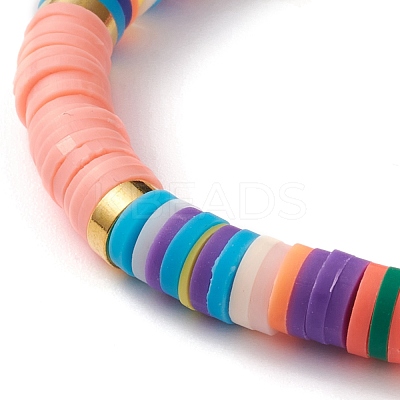 Polymer Clay Heishi Beads Stretch Bracelets BJEW-JB05708-01-1