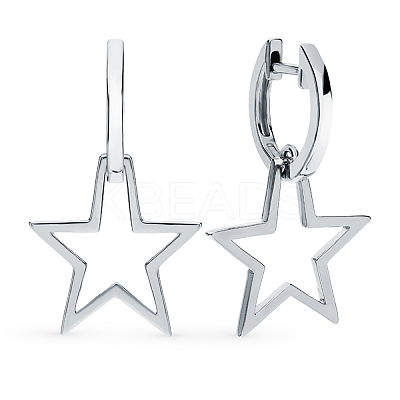 Simple Daily Wear Sterling Silver Star Hoop Earrings Fashionable and Versatile BO3781-1