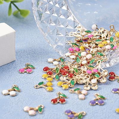 60Pcs 6 Colors Alloy Enamel Charms FIND-TA0002-31-1