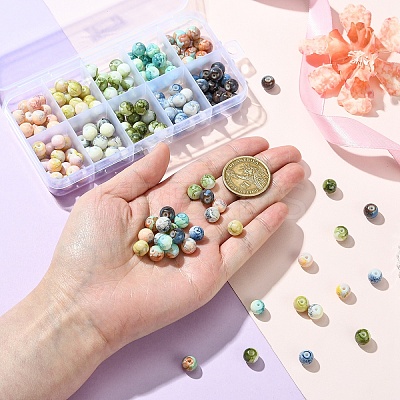 200Pcs 10 Colors Baking Paint Glass Beads GLAA-YW0004-36-1