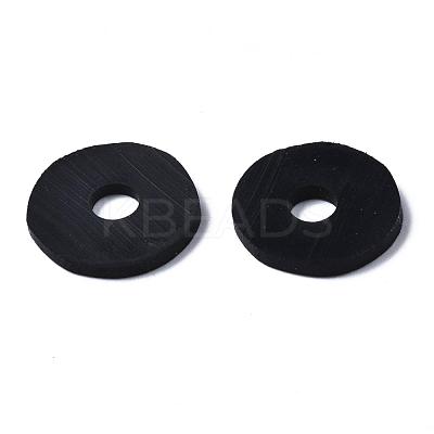 Flat Round Handmade Polymer Clay Beads CLAY-R067-12mm-42-1