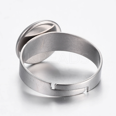 Tarnish Resistant Adjustable 304 Stainless Steel Finger Rings Components STAS-G187-01P-10mm-1