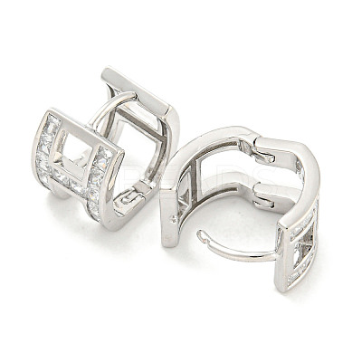 Brass Micro Pave Clear Cubic Zirconia Earrings EJEW-S228-08P-1