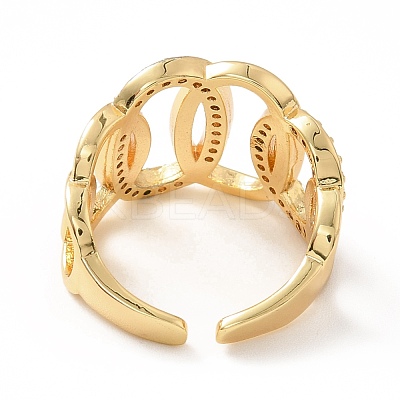 Cubic Zirconia Interlocking Oval Open Cuff Ring RJEW-H101-31G-1