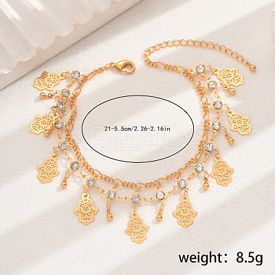 Bohemian Style Brass Rhinestone Charm Anklets YN3777-1