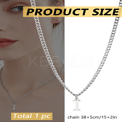 1Pc 304 Stainless Steel Letter Pendant Necklaces NJEW-LP0001-33I-P-1