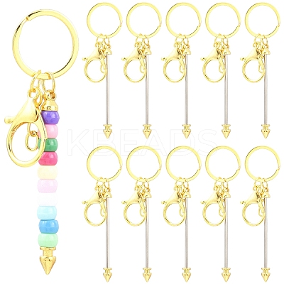 10Pcs Alloy Bar Beadable Keychain for Jewelry Making DIY Crafts KEYC-YW0001-29G-1