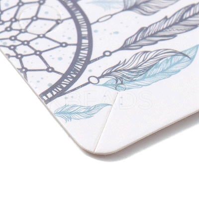 100Pcs Woven Web/Net with Feather Print Paper Jewelry Display Cards AJEW-Z021-01C-1