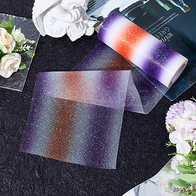 Rainbow Polyester Fabric Sparkling Tulle Roll OCOR-WH20006-55A-1