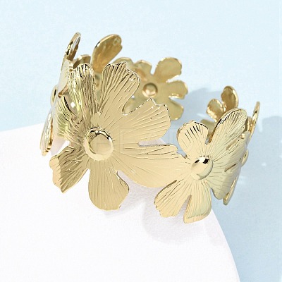 304 Stainless Steel Cuff Bangles for Women BJEW-B150-05G-1