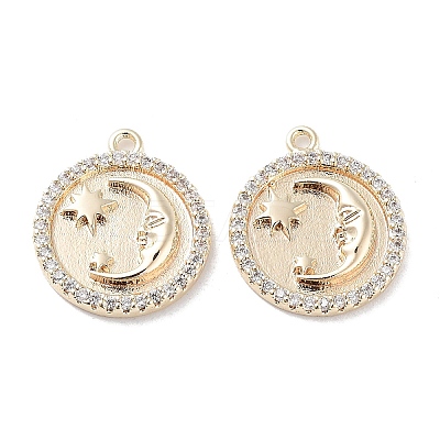 Brass Micro Pave Clear Cubic Zirconia Pendants KK-F871-30G-1