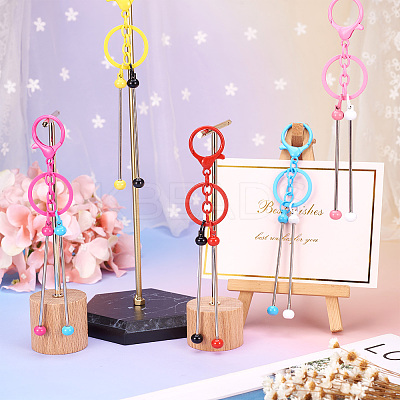 5Pcs 5 Colors Alloy & Iron Beadable Bar Keychain for DIY Crafts Jewelry Making KEYC-TA0001-28-1
