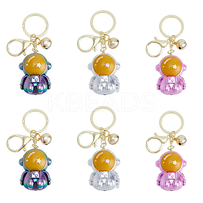 6pcs 3 Colors Acrylic Spaceman Pendant Keychain KEYC-DC0001-10-1