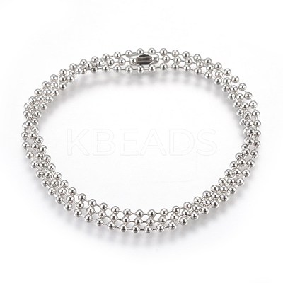 Tarnish Resistant Stainless Steel Ball Chain Necklace Making MAK-L019-01A-P-1