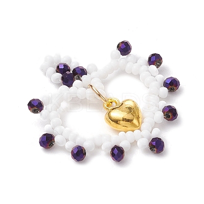 Glass Seed Beaded Heart Pendants PALLOY-MZ00588-1