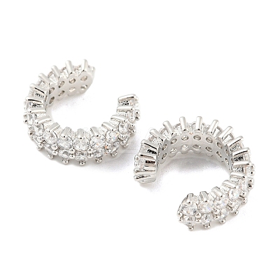 Rack Plating Brass Cubic Zirconia Cuff Earrings EJEW-K245-39P-1
