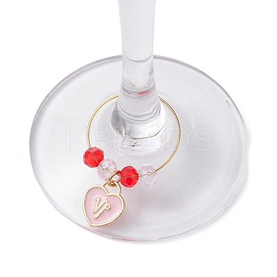 Heart with Twelve Constellations Alloy Enamel Wine Glass Charms AJEW-JO00227-1