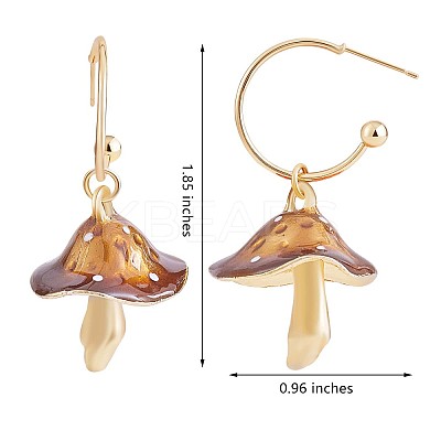 Enamel Mushroom Dangle Stud Earrings JE987E-1
