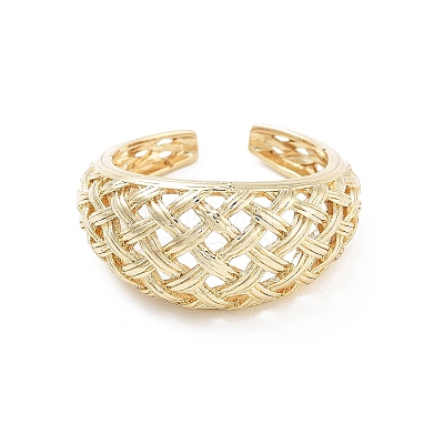 Hollow Tartan Cell Brass Open Cuff Ring for Women LS-RJEW-Z055-05G-02-1