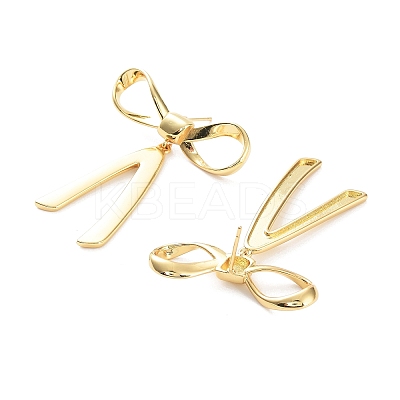 Bowknot Rack Plating Brass Studs Earrings for Women KK-Z038-23G-1