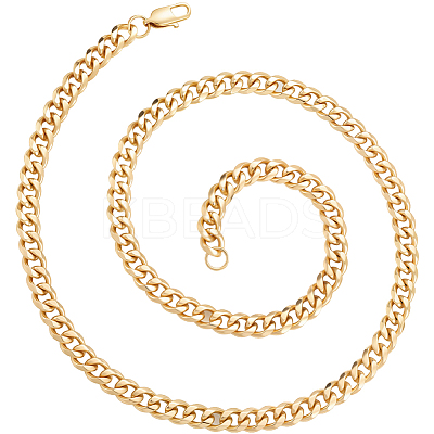 2Pcs 7mm Stainless Steel Cuban Link Chain Necklaces for Women Men NJEW-BBC0001-39A-1