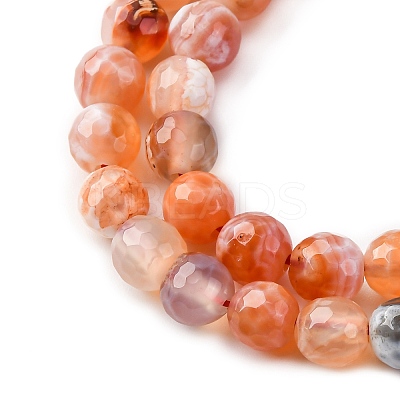 Faceted Natural Fire Crackle Agate Beads Strands G-F447-6mm-B03-1
