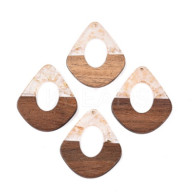 Transparent Resin and Walnut Wood Pendants RESI-T057-07N-1