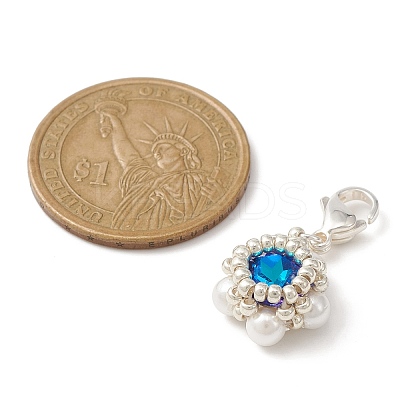 K9 Glass Rhinestone & Shell Pearl Bead Pendant Decoration HJEW-MZ00028-1
