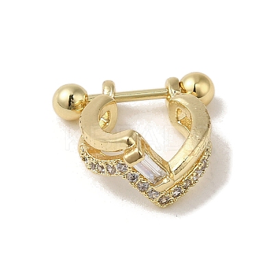 Rack Plating Brass Pave Clear Cubic Zirconia Nose Studs for Women Men EJEW-C097-23E-G-1