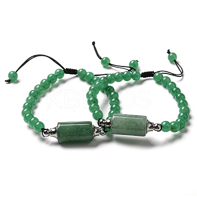 Natural Mixed Stone Column Link Bracelet BJEW-G687-01A-1