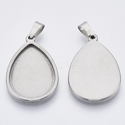Tarnish Resistant 201 Stainless Steel Pendant Cabochon Settings X-STAS-R101-01-1