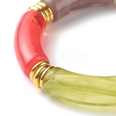 Imitation Gemstone Acrylic Curved Tube Beads Stretch Bracelets BJEW-JB06588-1